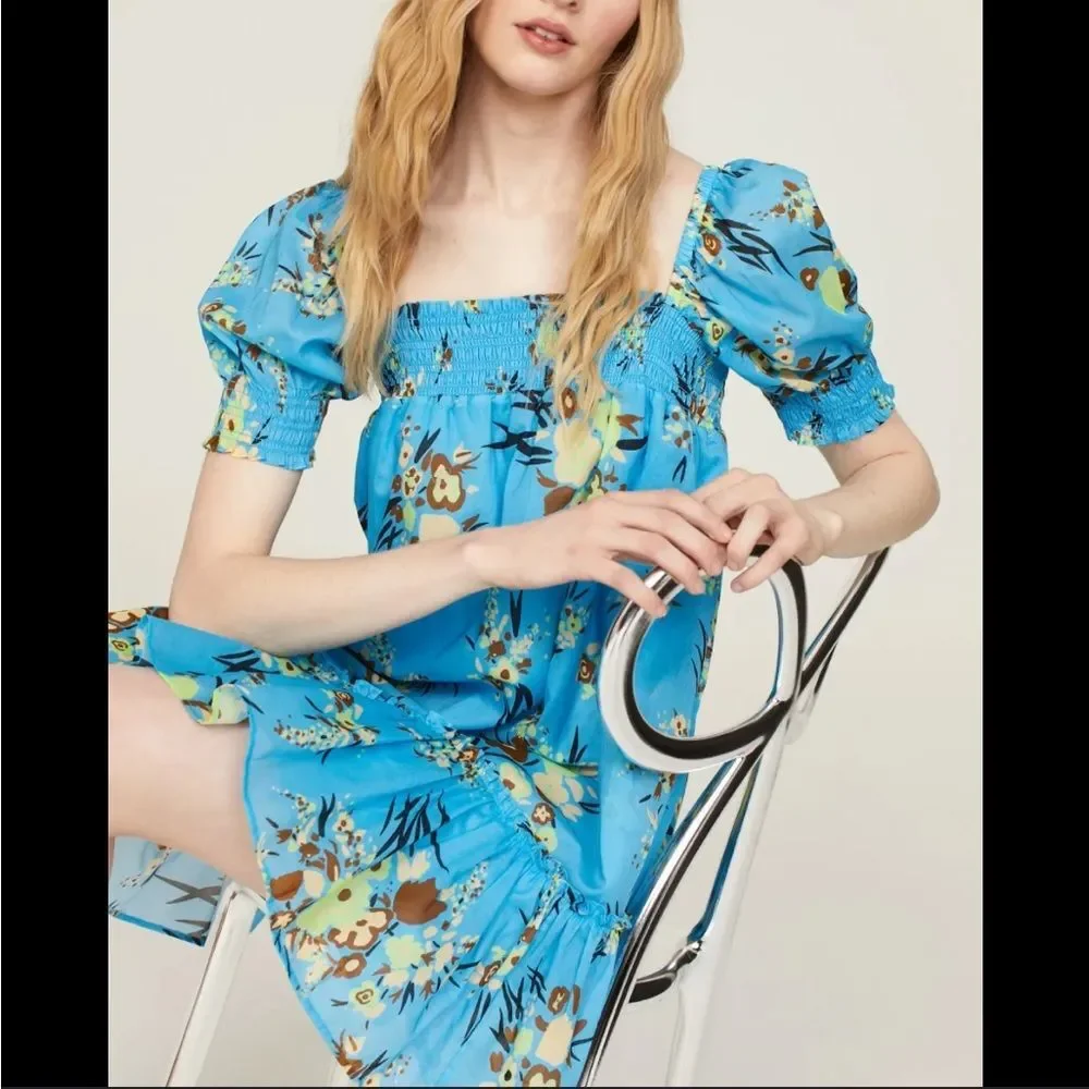 Tory Burch Printed Smocked Mini Dress